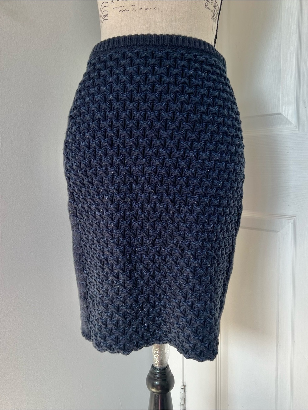 See by Chloé Navy Textured Knit Pencil Skirt